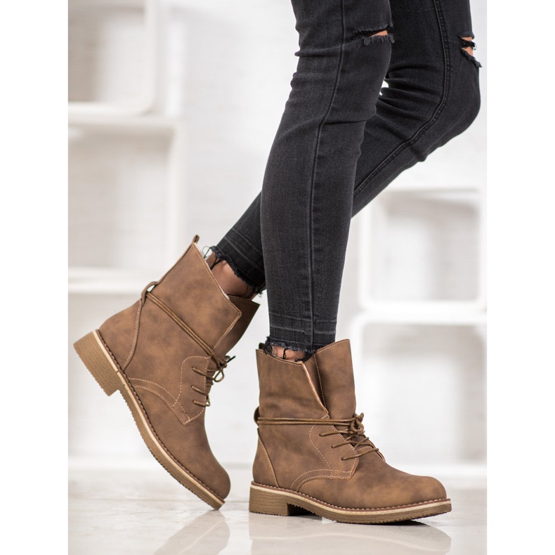 SDS Botines atados con un vástago enrollado marrón 1 SDS Botines atados con un vástago enrollado marrón 1