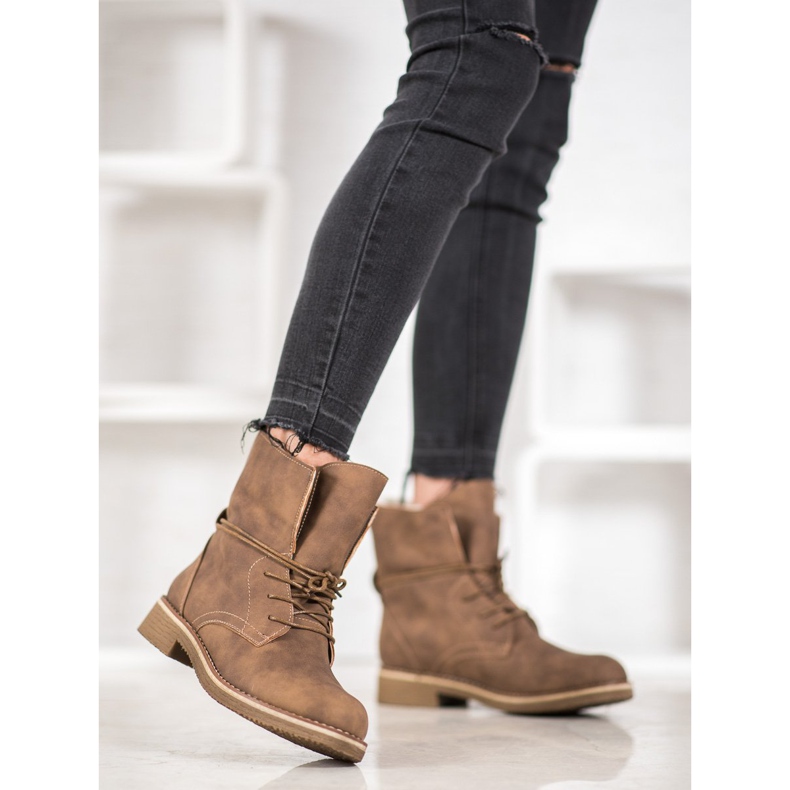 SDS Botines atados con un vástago enrollado marrón 2 SDS Botines atados con un vástago enrollado marrón 2