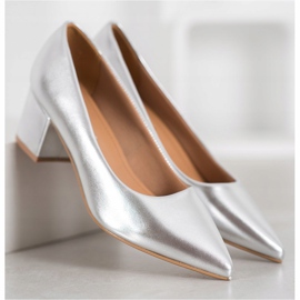 Ideal Shoes Bombas plateadas con estilo gris 3