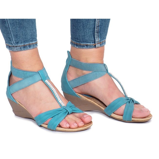 Sandalias con cuña azules de Vesuvio 1