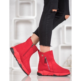 SHELOVET Botas de gamuza de moda rojo 5