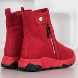 SHELOVET Botas de gamuza de moda rojo 3