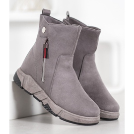SHELOVET Botas de gamuza de moda gris 4