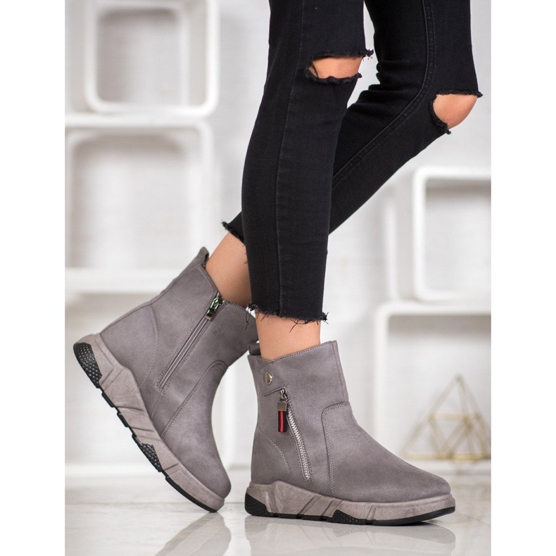 SHELOVET Botas de gamuza de moda gris 1