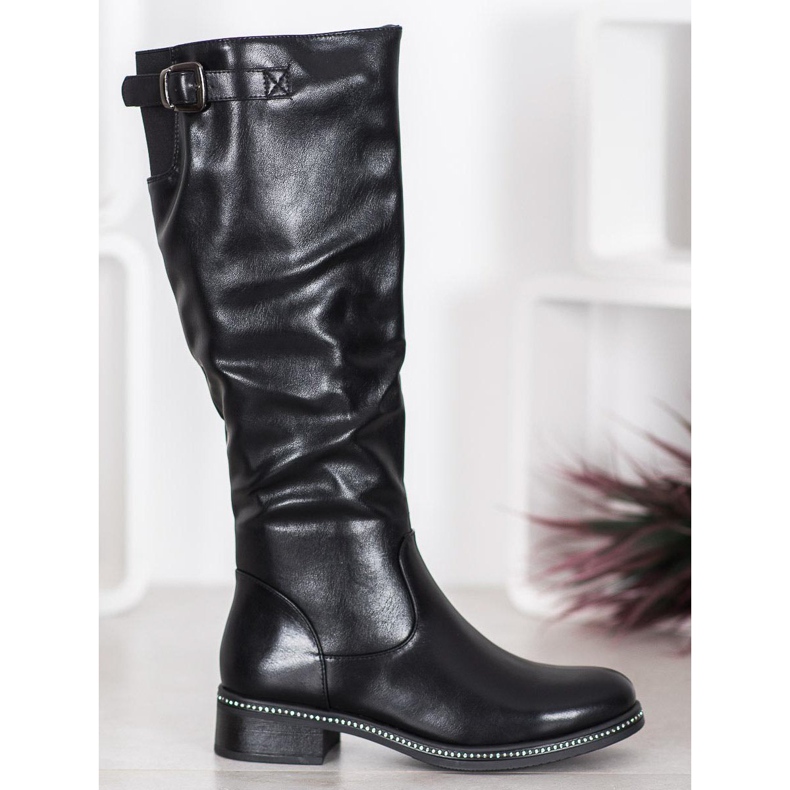 Abloom Botas altas con circonita negro 2