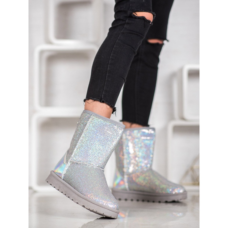 SHELOVET Mukluki con lentejuelas gris 1