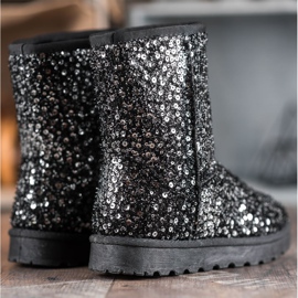 SHELOVET Mukluki cálido con lentejuelas negro 3