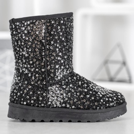 SHELOVET Mukluki cálido con lentejuelas negro 1
