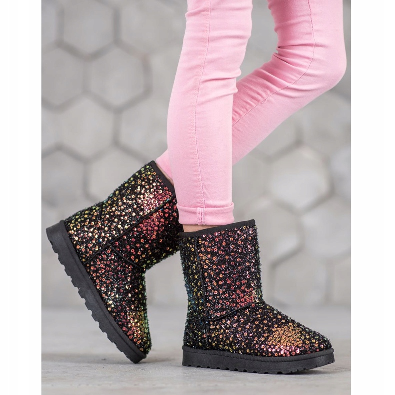SHELOVET Mukluki cálido con lentejuelas negro 2