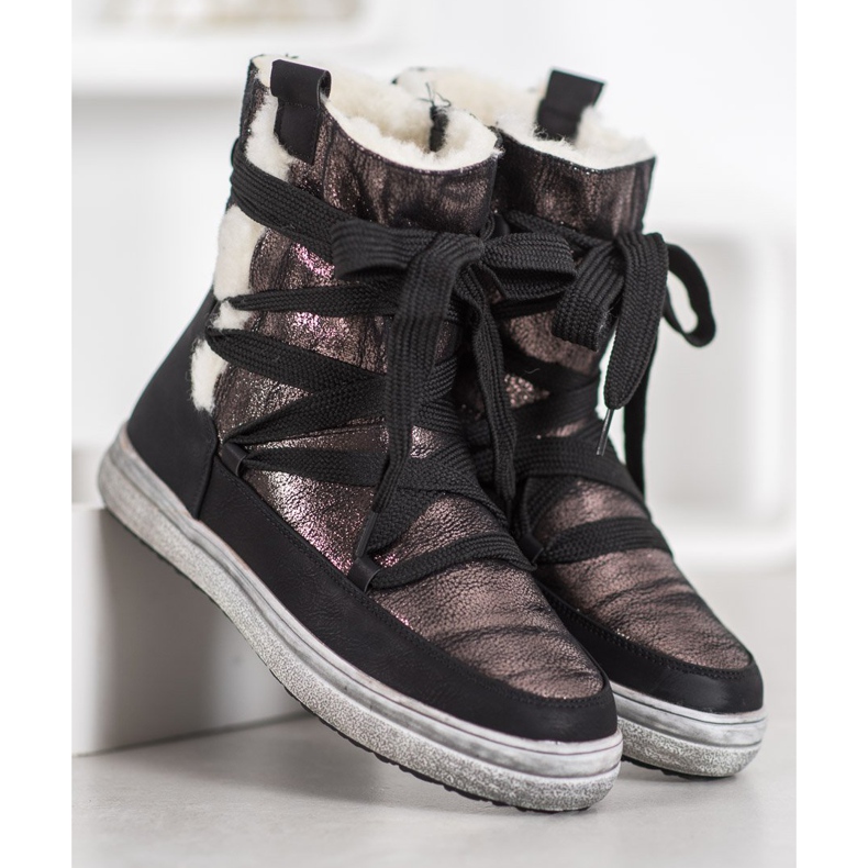 SDS Botas de nieve cálidas marrón negro 1