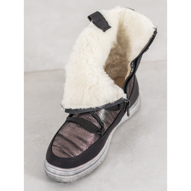 SDS Botas de nieve cálidas marrón negro 2
