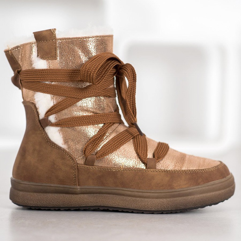 SDS Botas de nieve cálidas marrón dorado 2