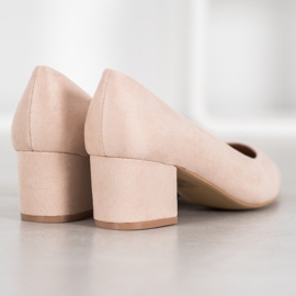 Ideal Shoes Bombas de gamuza en tacones altos marrón 4