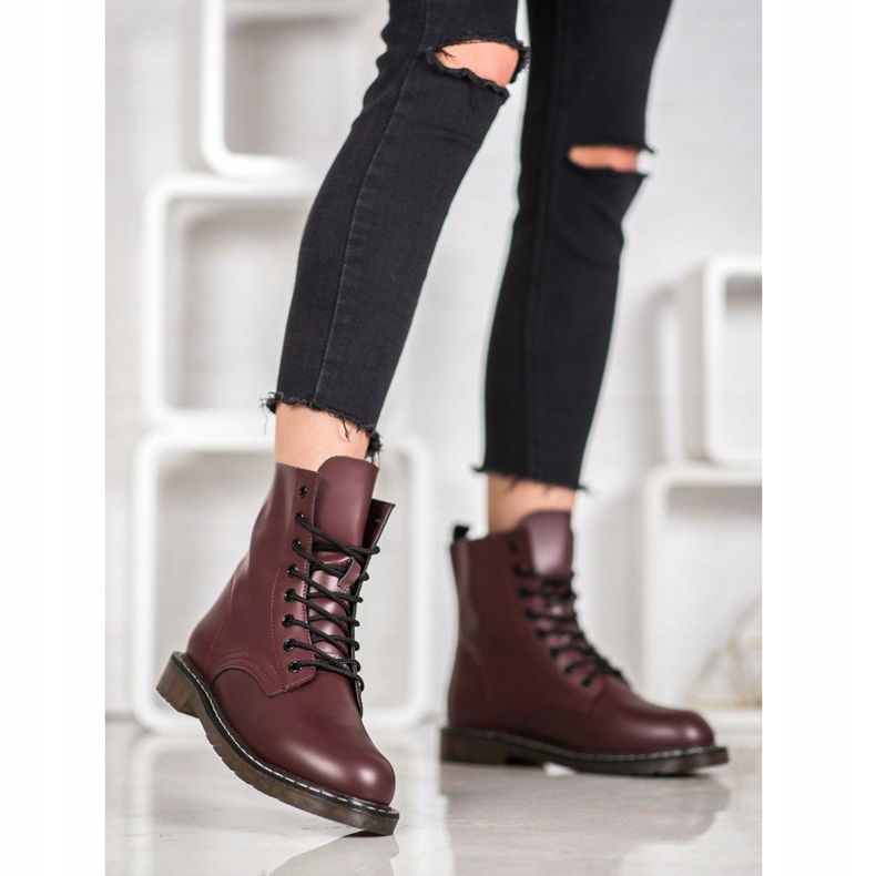 Kylie Tramperos elegantes con cuero ecológico rojo 2