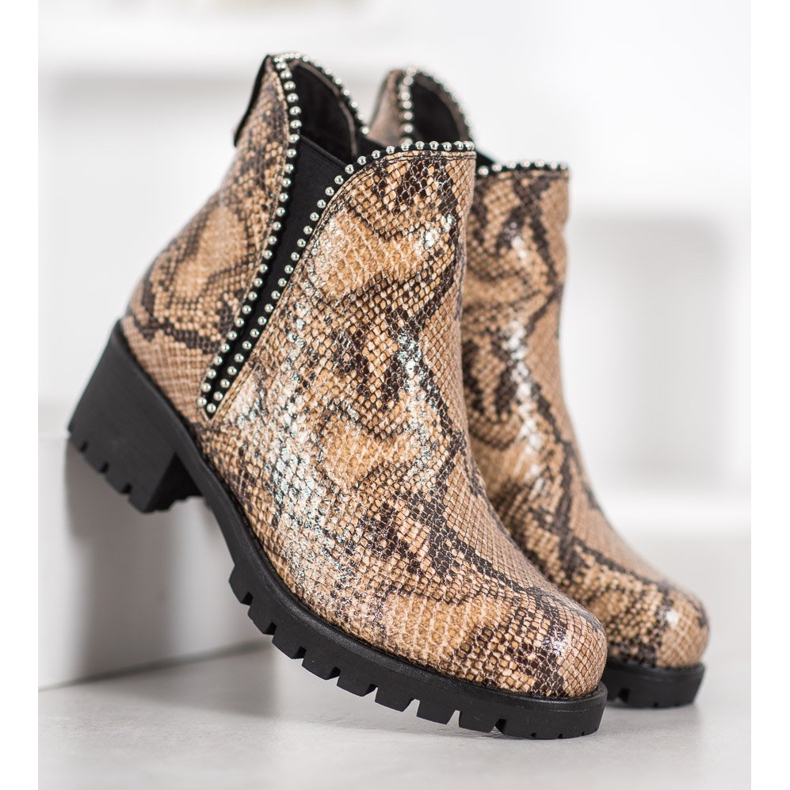 SDS Botines chelsea con estampado de serpiente marrón 2 SDS Botines chelsea con estampado de serpiente marrón 2