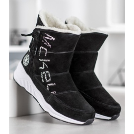 McKey Botas de nieve de cuero negro 1 McKey Botas de nieve de cuero negro 1