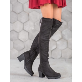 SHELOVET Botas de ante con plataforma negro 2