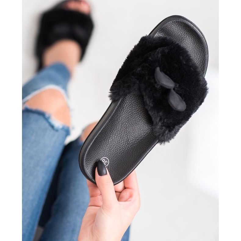 SHELOVET Pantuflas negras negro 2