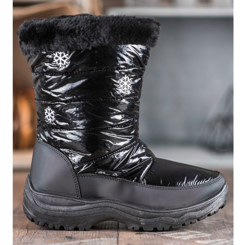 SHELOVET Botas de nieve cómodas con pelo negro 2