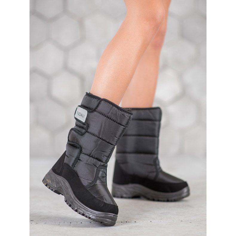 SHELOVET Botas de nieve cálidas con velcro negro 1