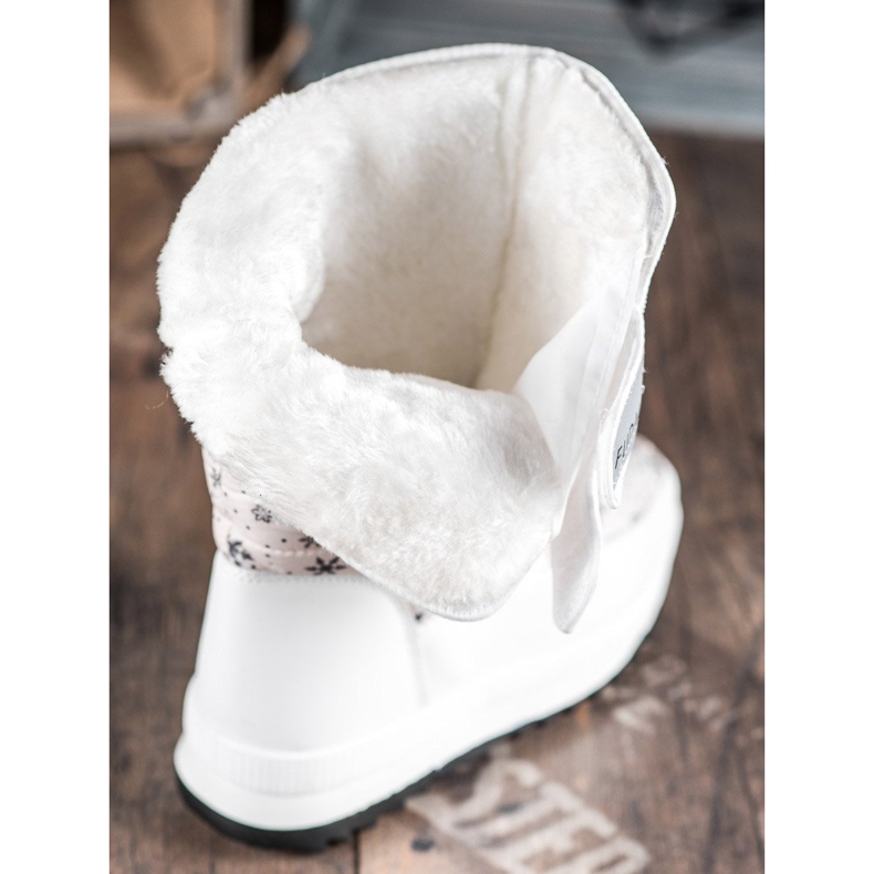 SHELOVET Botas de nieve con velcro blanco 1
