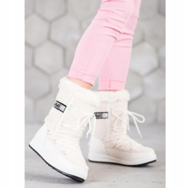 Small Swan Botas de nieve con cordones de moda blanco 2