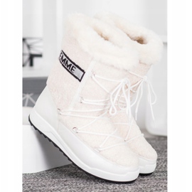Small Swan Botas de nieve con cordones de moda blanco 3