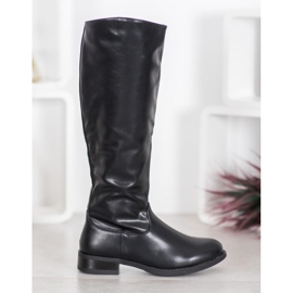 SHELOVET Botas casuales de cuero ecológico negro 3