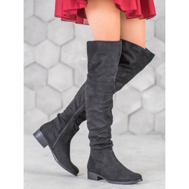 SDS Botas de gamuza hasta el muslo negro 1