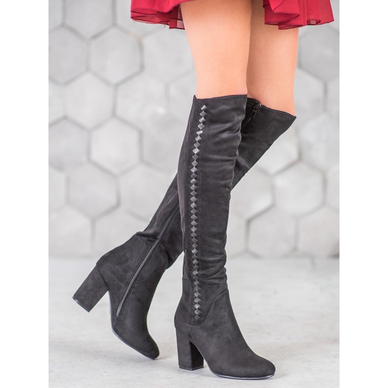 SDS Botas de ante de tacón alto negro 1 SDS Botas de ante de tacón alto negro 1