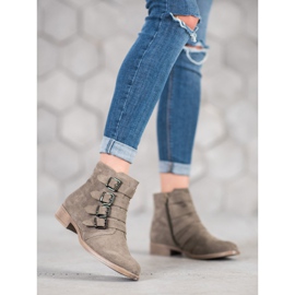 Sergio Leone Botines de ante con hebillas caqui 3