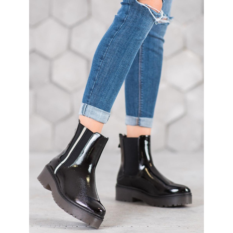 Sergio Leone Botines Chelsea Fashion lacados negro 1