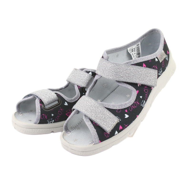 Zapatillas para niños de Befado 969y144 negro rosa gris 3