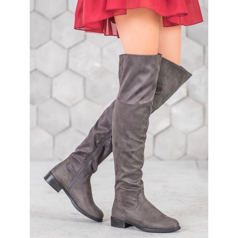 SHELOVET Botas con estilo sobre la rodilla gris 1