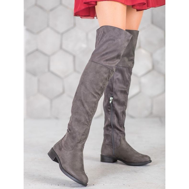 SHELOVET Botas con estilo sobre la rodilla gris 2