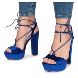 Sandalias azules en el poste de terciopelo Give It Up 3