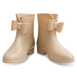 Botas de agua con lazo 502A Beige 1 Botas de agua con lazo 502A Beige 1