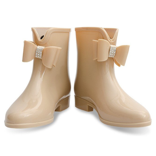 Botas de agua con lazo 502A Beige 1 Botas de agua con lazo 502A Beige 1