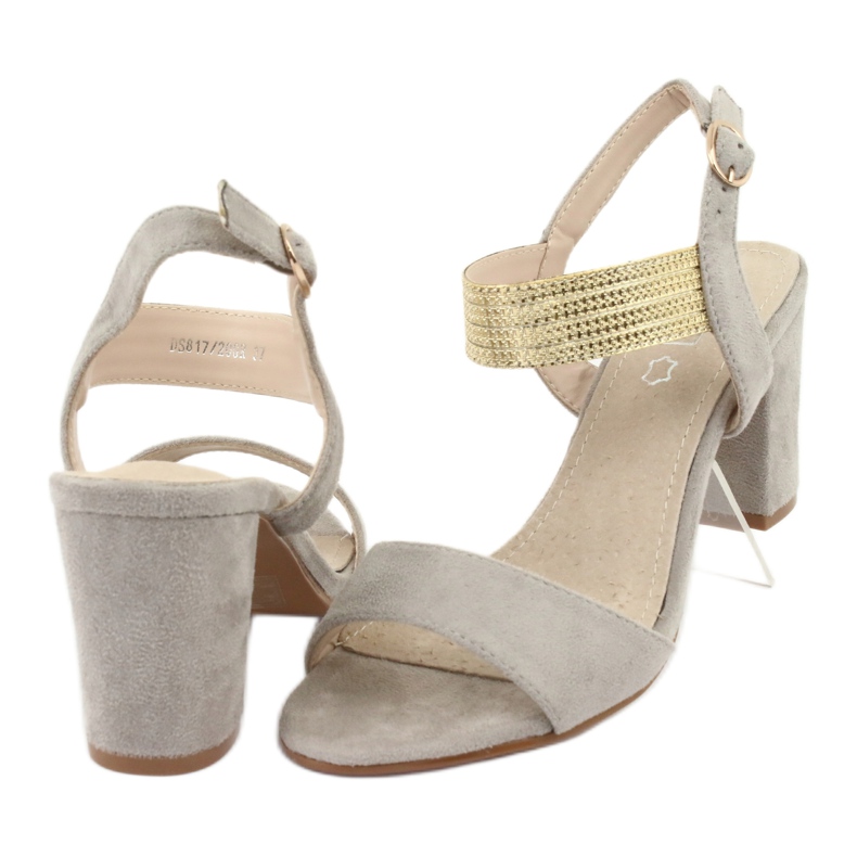 Sandalias en el poste Filippo DS817 gris / dorado amarillo 4