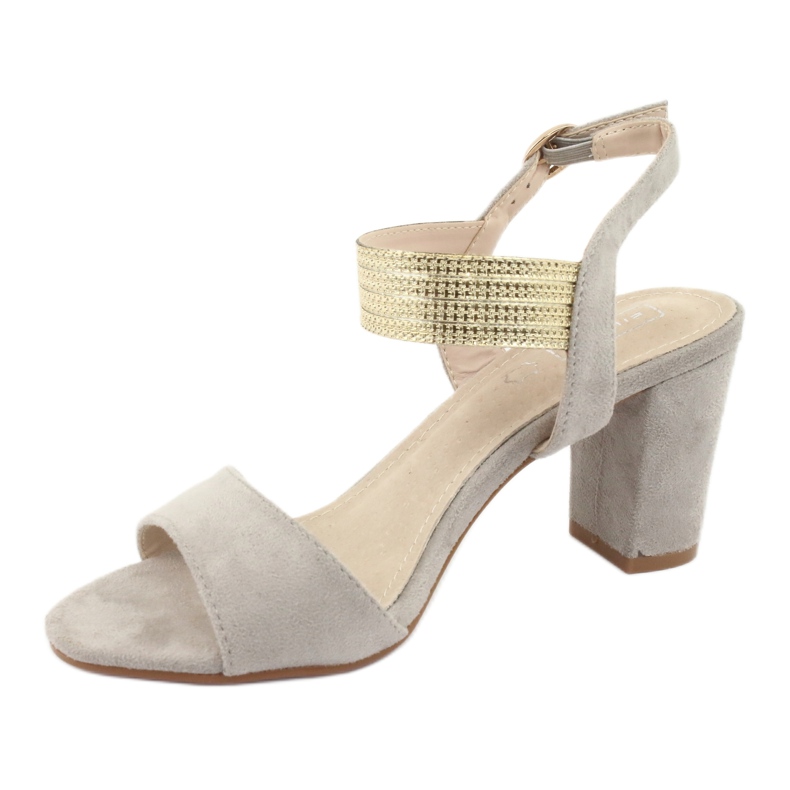 Sandalias en el poste Filippo DS817 gris / dorado amarillo 2