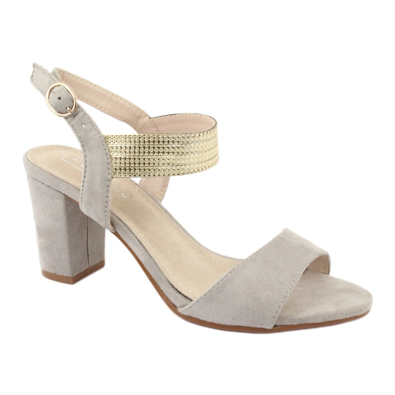 Sandalias en el poste Filippo DS817 gris / dorado amarillo 1