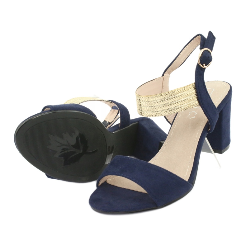 Sandalias en el poste de Filippo DS817 azul marino / dorado 5