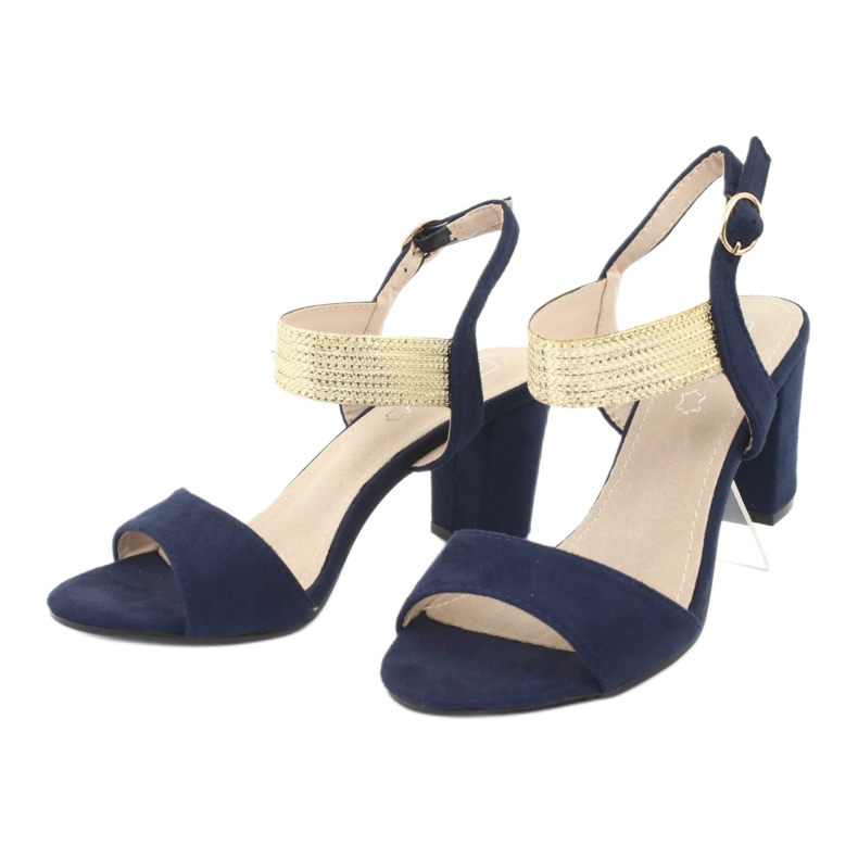 Sandalias en el poste de Filippo DS817 azul marino / dorado 3