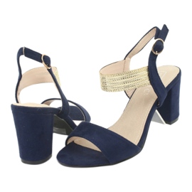 Sandalias en el poste de Filippo DS817 azul marino / dorado 4