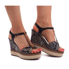 Sandalias de cuña Alpargatas FY8286 Negro 3
