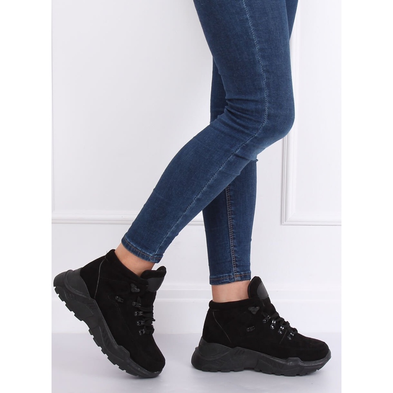 Zapatillas deportivas negras suela alta B0014-SP Negro 1