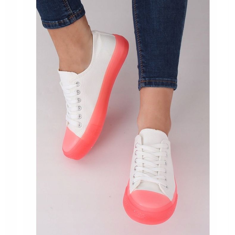 Zapatillas con suela de colores, blanco y rosa FG-2948 Rosa rosado 2