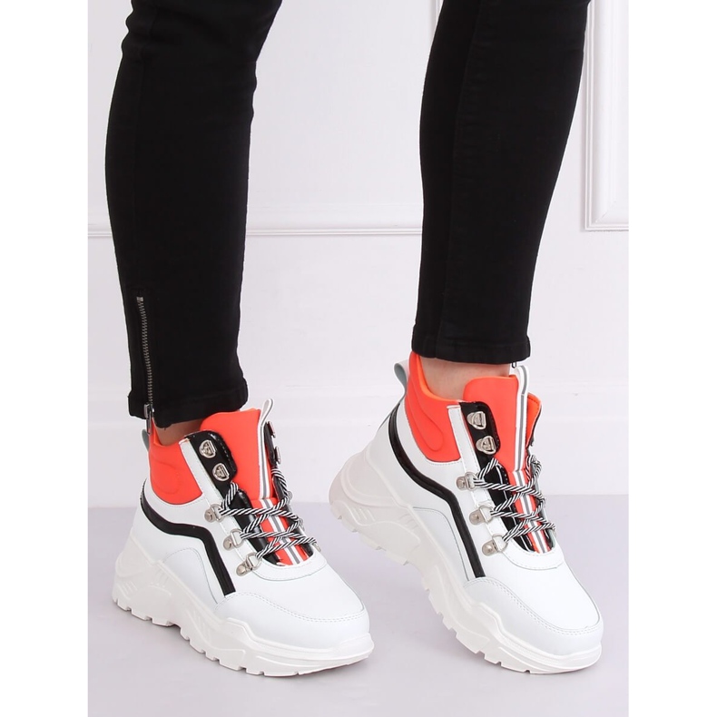 Zapatilla deportiva tobillera naranja y blanca RB-3348 BLANCO / NARANJA 2