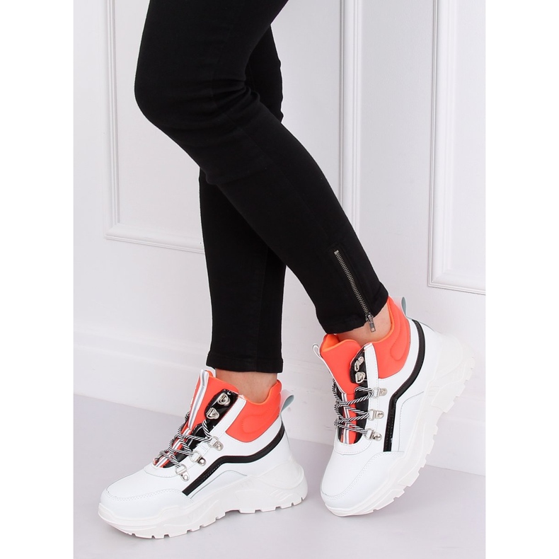 Zapatilla deportiva tobillera naranja y blanca RB-3348 BLANCO / NARANJA 1