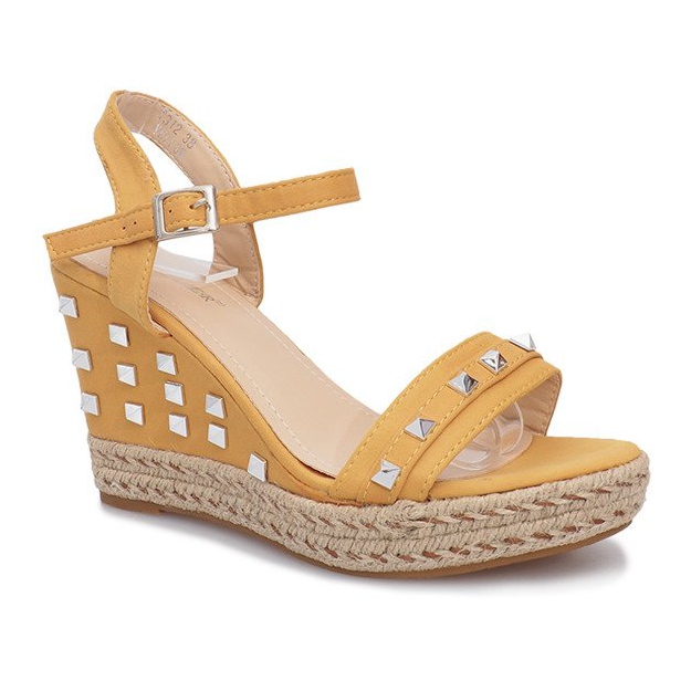Sandalias de cuña amarillas con tachuelas Khloe amarillo 1